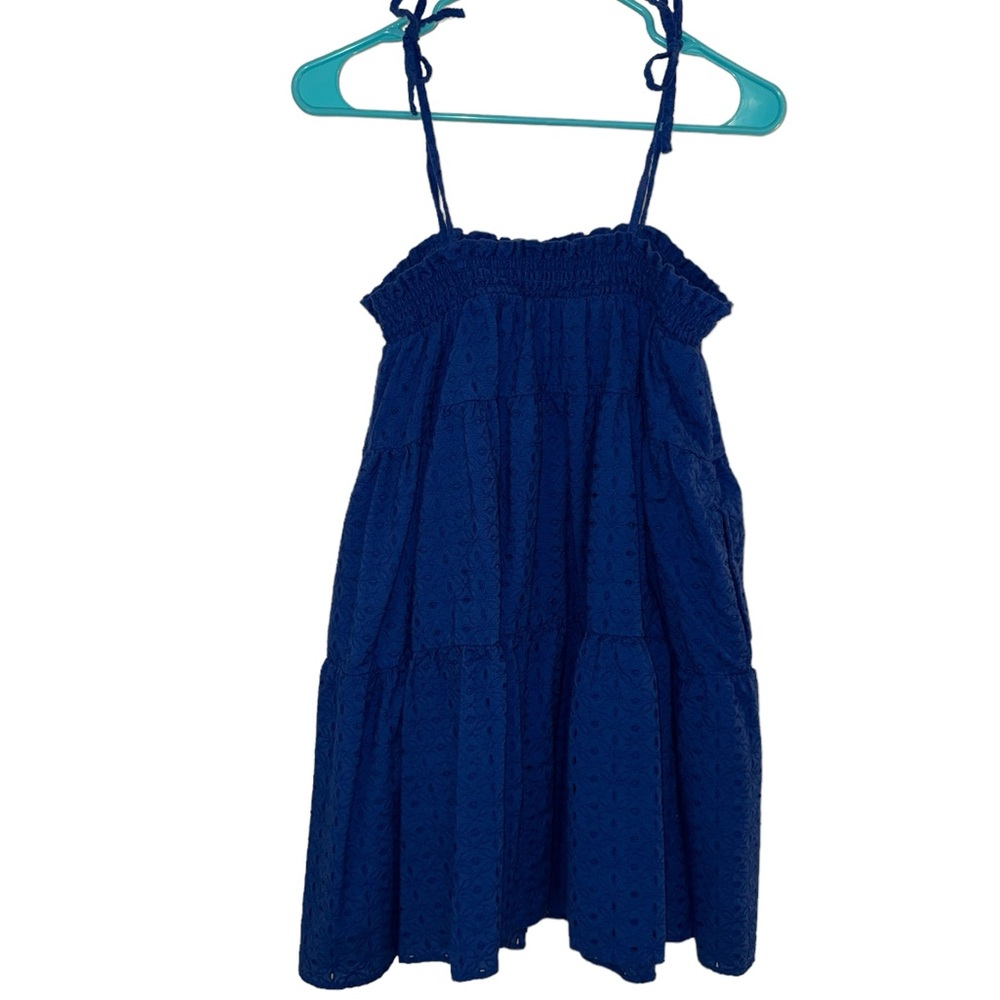 Crown & Ivy Colbaly Blue Mini Dress-Eyelet, Cottage, Coastal, Boho, Maximalist! - Picture 9 of 15
